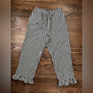 Black and White Gingham Ruffle Drawstring Pants.  100% Cotton.  Size Small.